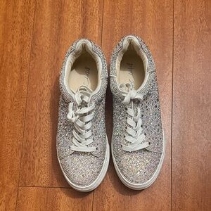 Betsey Johnson Silver Glitter Sneakers